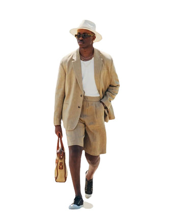 Trajes de hombre de mezcla de lino caqui, 2 piezas, blazer, pantalones cortos, a medida, de un solo pecho, formal, de negocios, para novio, informal, para graduación, de verano