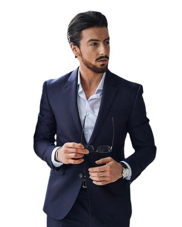 Trajes azul marino para hombre, esmoquin para novio, padrinos de boda, cenas, trajes de padrino, 2 piezas (chaqueta, pantalón y corbata)