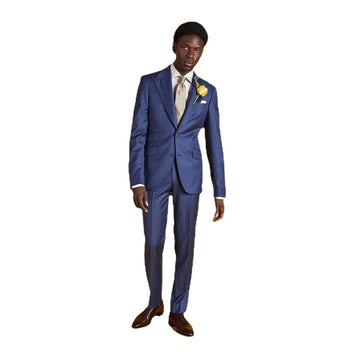 Costume de mariage bleu à simple boutonnage pour homme, classique, deux pièces, smoking de marié, coupe cintrée, formel, affaires, bal, fête, ensemble veste et pantalon
