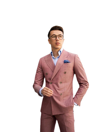 Men Suits Polyester 2 Piece (Coat+Pants) Peaked Lapel Traje Hombre Business Double-Breasted Men Suit