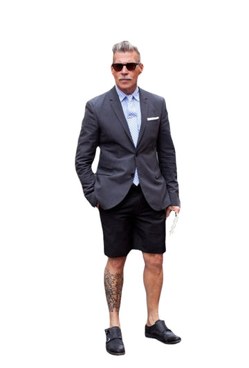 Light Blue Casual Summer Suits With Short Pant (Jacket+Pants+Tie) Custom Made Terno Blazer