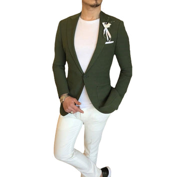 Green Casual Stylish Costume Homme Men Suits Wedding Tuxedos Party Groom Prom Slim Fit Terno Masculino Blazer 2 Pcs Jacket+Pant