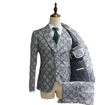 Traje para hombre, estilo informal, de negocios, formal, con estampado de tendencia, para novio, boda, estilo británico, para fumar.