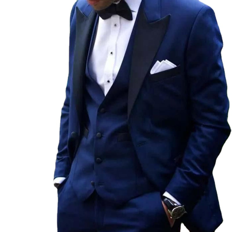 Navy Blue 3 Piece Slim Men  Suit Cutsom Groom Wedding Tuxedo Prom Wedding Tailor Made Men Suit With Pants