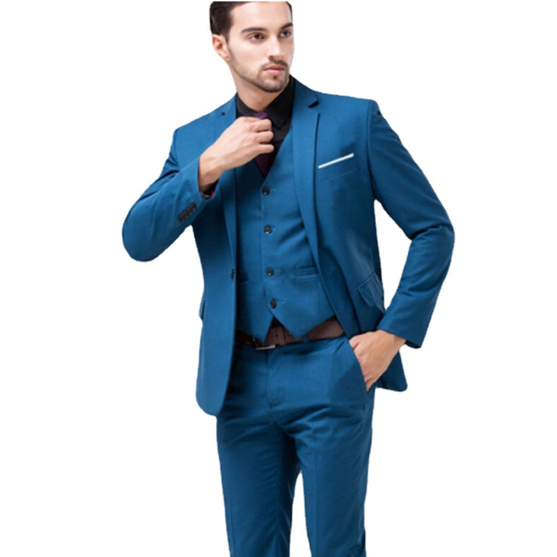 Blue One Button Men Suits For Wedding 3 Pieces Custom Made Terno Men Suits