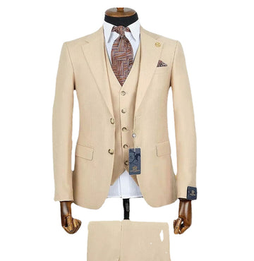 Champagne 3Pcs Jacket Pants Vest Blazer Trousers Men's Wedding Party Wear Suits Men Sets Outfit