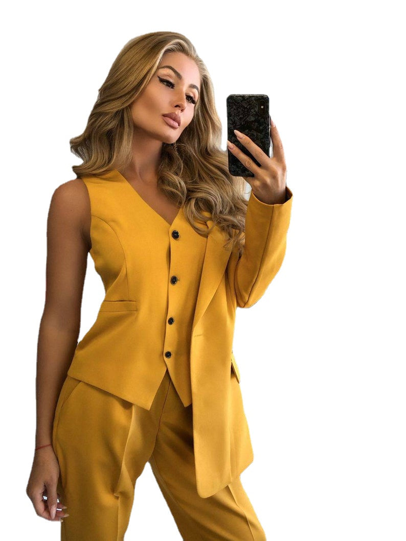Ensemble pantalon de mariée jaune 3 pièces pour femme, smoking de soirée, tenue de soirée formelle pour mère de la mariée, pour mariage 