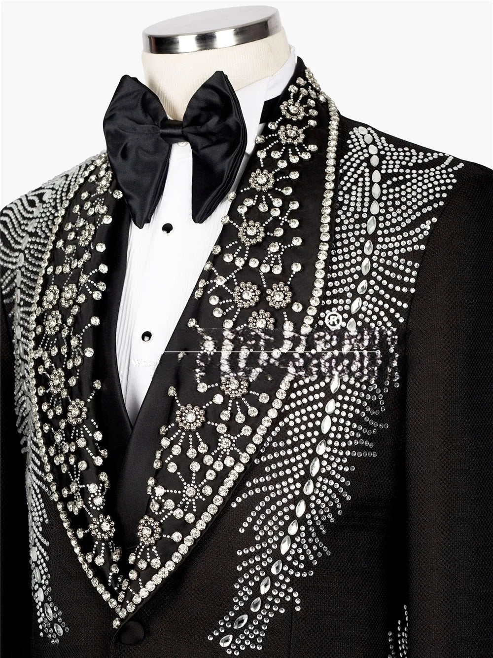 Crystals Beaded Suits Men Single Breasted Prom Blazers Customized 3 Pieces Formal Party Groom Wedding Tuxedos Terno Masculino