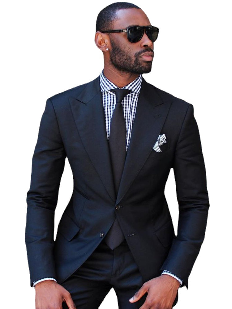 Black 2 Piece Slim Fit Men Business Suit Tailor Made Groom Wedding Tuxedo 2 Piece Prom Business Men Suit