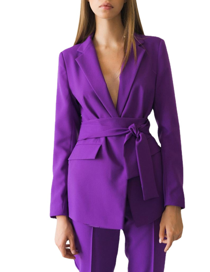 Purple Mother of the Bride Pants Suit Women Ladies Formal Evening Party Tuxedos Work Wear For Wedding 2 pcs