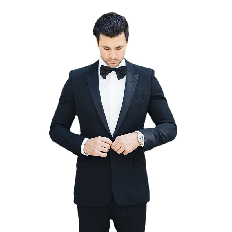 Costume noir 2 pièces pour homme, coupe cintrée, sur mesure, smoking de mariage, bal de promo, mariage, affaires