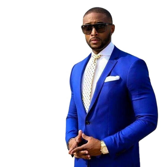 Trajes de boda formales azul real personalizados para hombres, novio, padrino, 2 piezas, Terno 