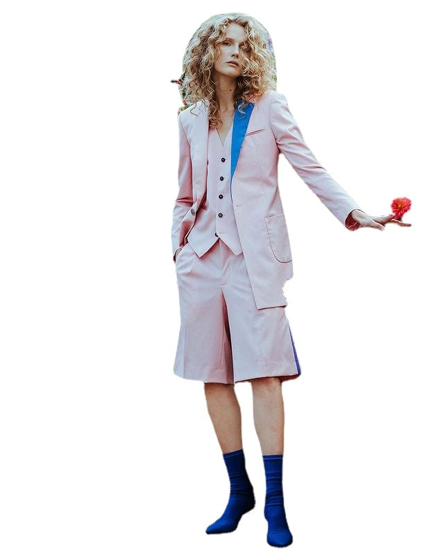 Trajes de pantalón de verano en rosa ruborizado, trajes de ocio, fiesta de noche, madre de la novia, boda, ropa formal, 3 piezas 