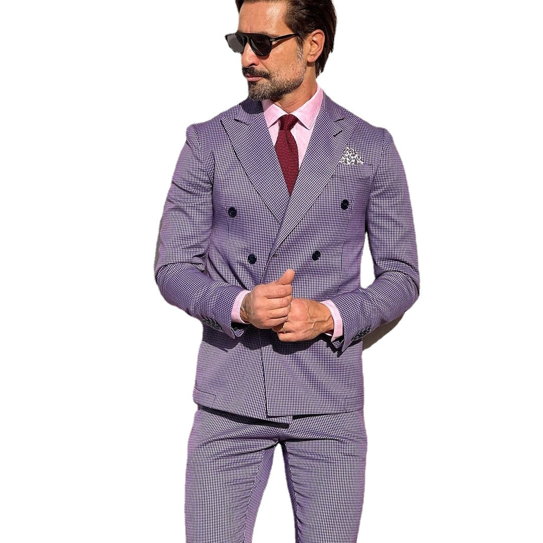 Purple Classic men Suit Double Breasted Tailor-Made Two-Pieces Jacket Pants Designer Formal Occasion Costume Made