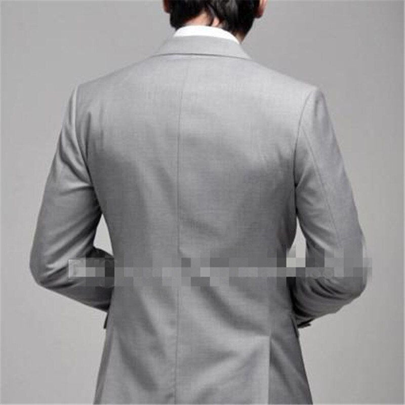 Costume de mariage 3 pièces gris clair pour homme, blazer et pantalon à un bouton (veste, pantalon, gilet et cravate), tenue de soirée. 