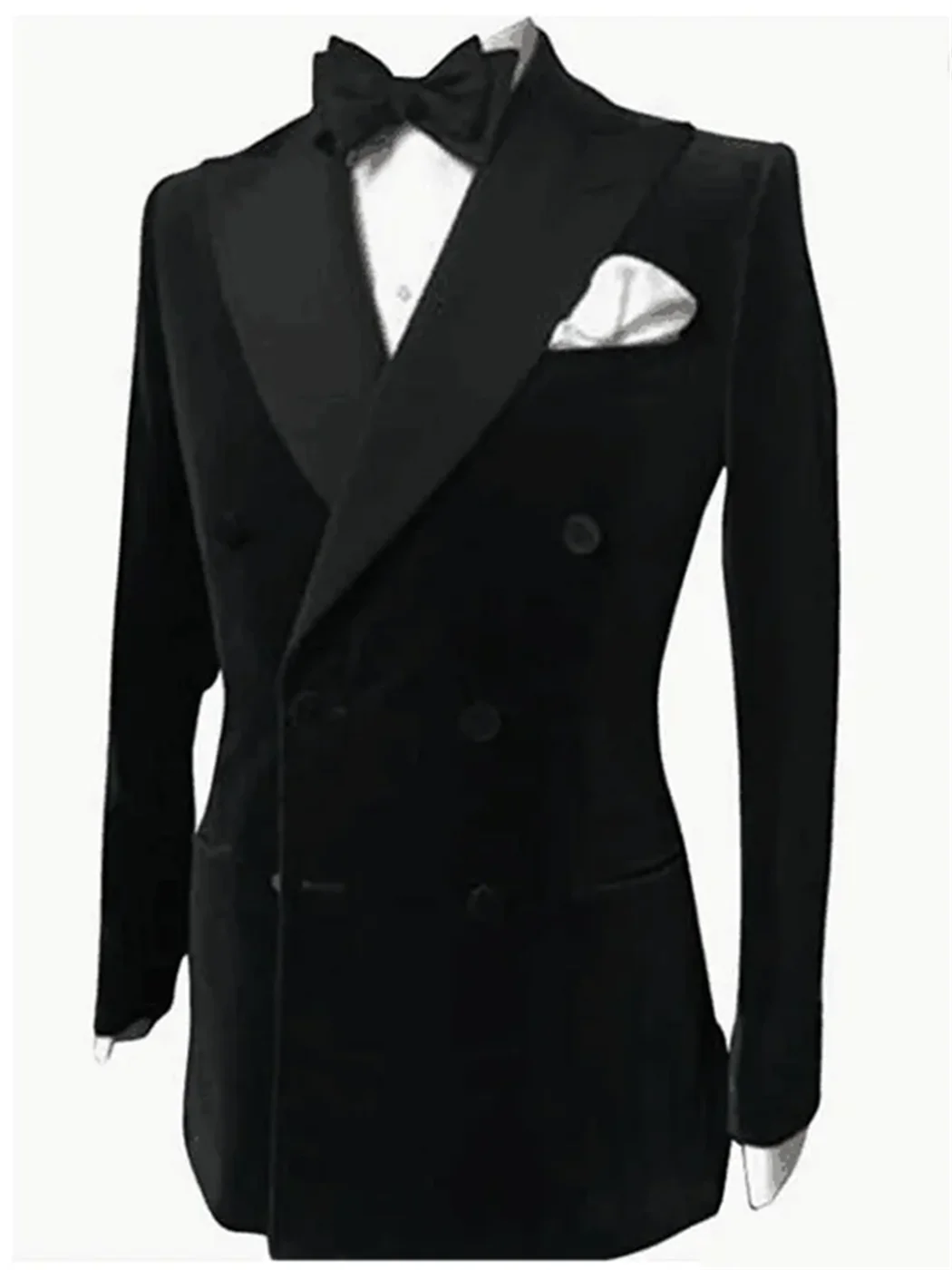 Costume de mariage 1 pièce en velours noir pour homme, blazer, veste de smoking, costume formel, fête, croisé, manteau uniquement