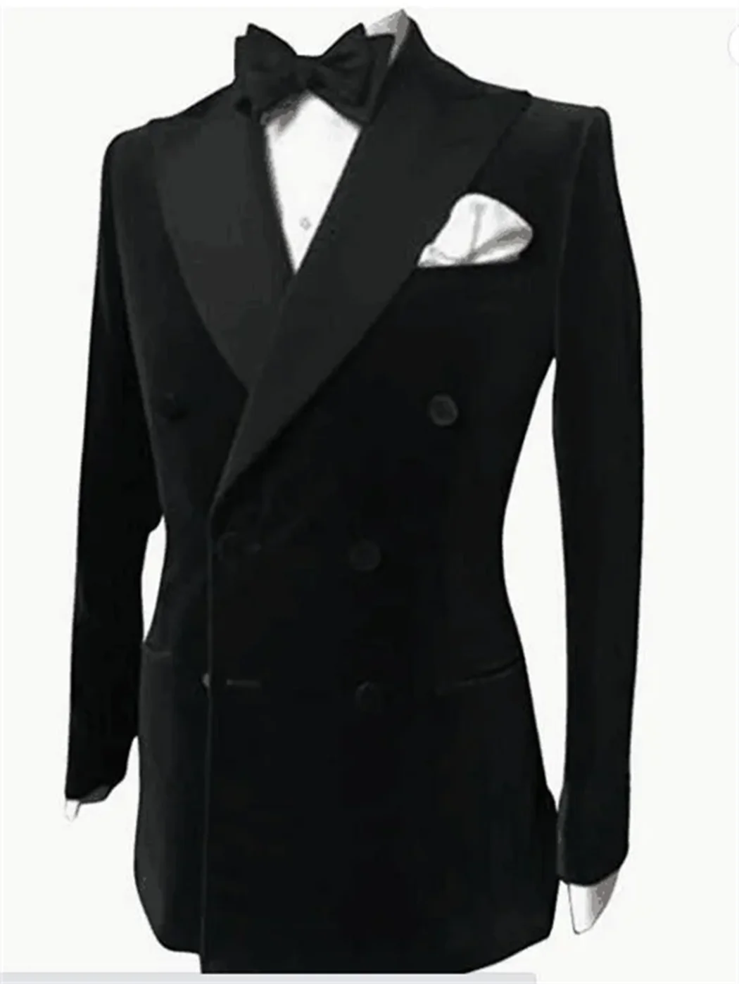 Costume de mariage 1 pièce en velours noir pour homme, blazer, veste de smoking, costume formel, fête, croisé, manteau uniquement