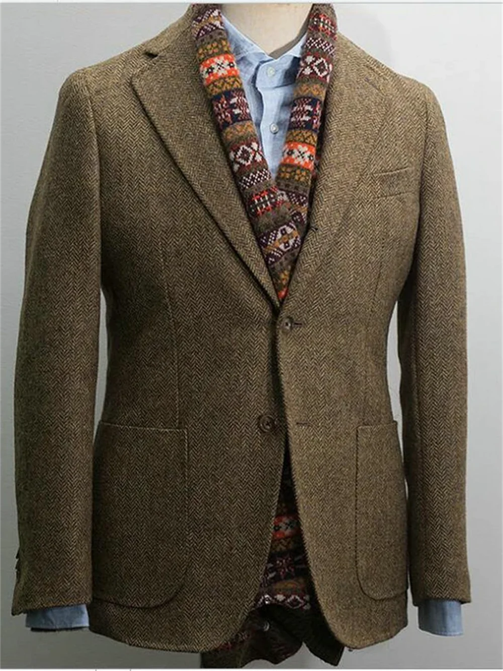 Chaqueta blazer de espiga para hombre: abrigo de lana ajustado para un estilo informal y elegante. Diseño de moda de lujo para hombre.