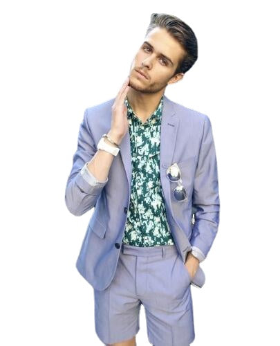 Traje morado para hombre con pantalón corto, 2 piezas (chaqueta + pantalón), para boda, graduación, estilo informal, esmoquin ajustado para novio, blazer. 