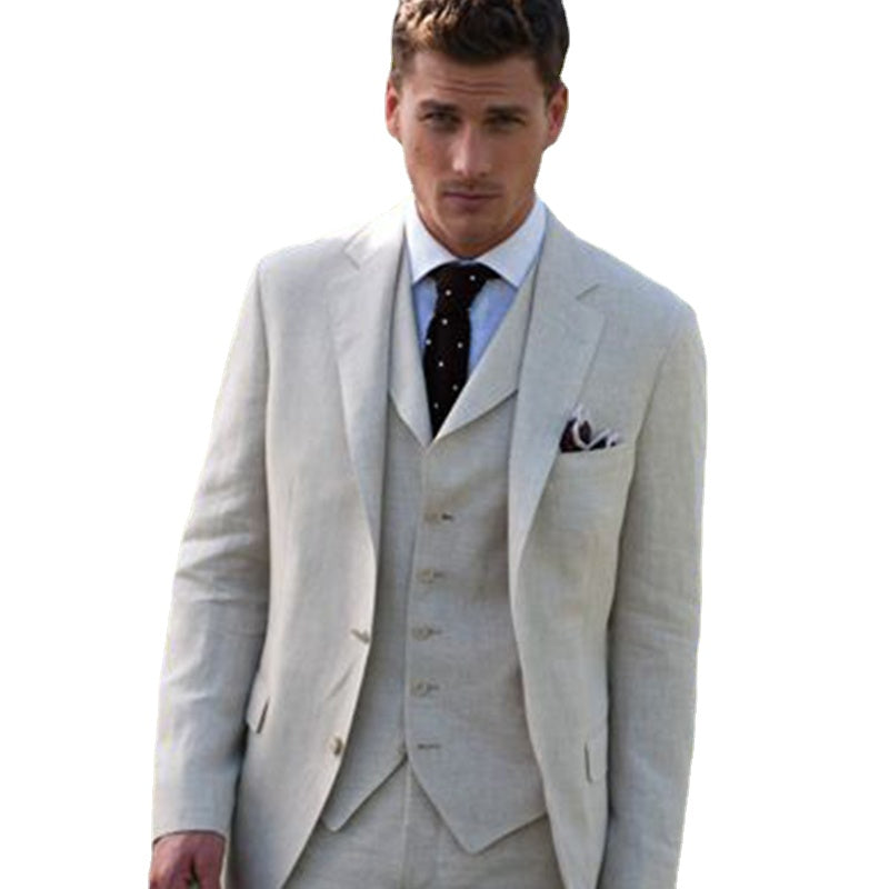 Light Grey 3 Piece Slim Men Suit Cutsom Groom Wedding Tuxedo Prom Wedding Tailor Made Men Suit With Pants