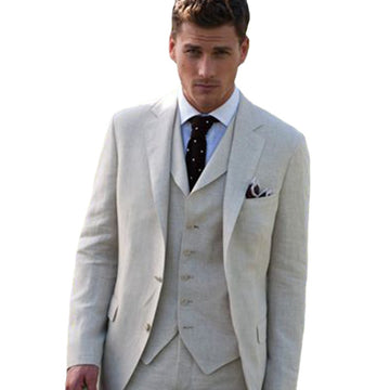 Light Grey 3 Piece Slim Men Suit Cutsom Groom Wedding Tuxedo Prom Wedding Tailor Made Men Suit With Pants