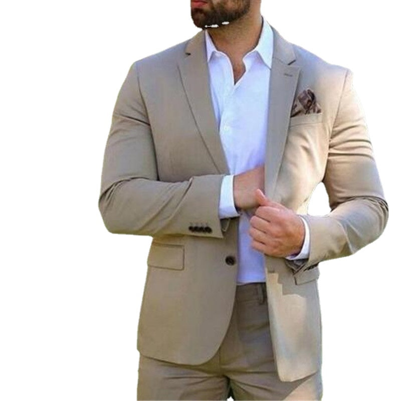 Traje informal de verano para hombre, chaqueta, pantalón y corbata, para boda, corte entallado, 2 piezas (chaqueta, pantalón y corbata) 