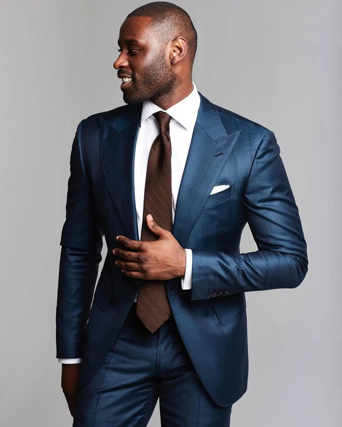 2 Pcs Men Suits Wedding Tuxedos Plus Size Peaked Lapel One Button Groom Groomsmen Suit Custom Made