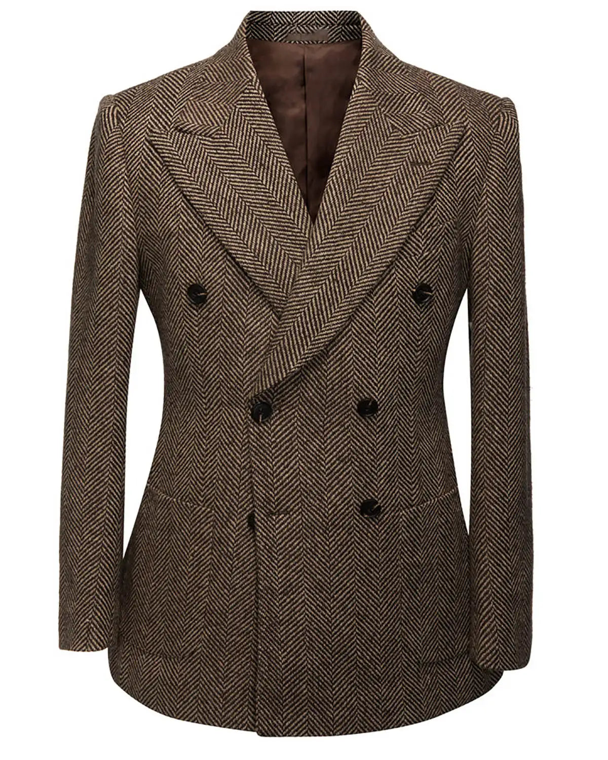 Costume de mariage 2 pièces à chevrons pour homme, revers pointus, smoking croisé pour marié, blazer et pantalon pour soirée, sur mesure