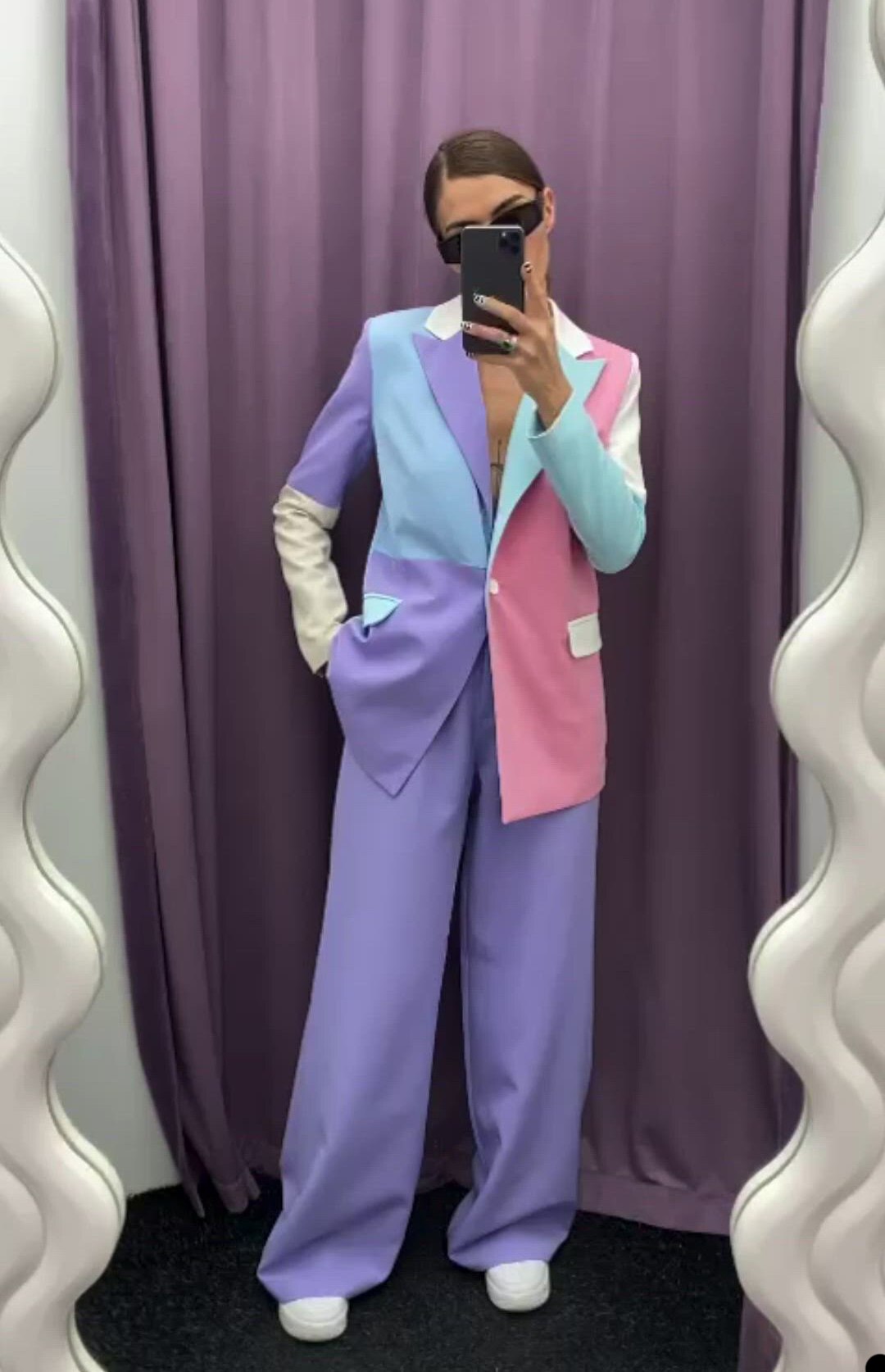 2 Piece Set Women Pant Suits Color Matching Wear Uniform Formal Trousers Waistcoat Jacket Blazer Suit