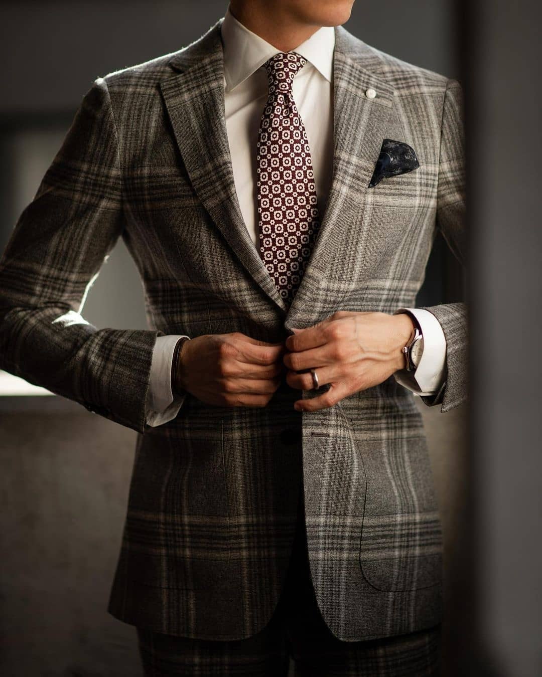 Costume 2 pièces gris classique à carreaux pour homme, coupe slim, smoking de mariage, blazer formel, décontracté, costume de bal 