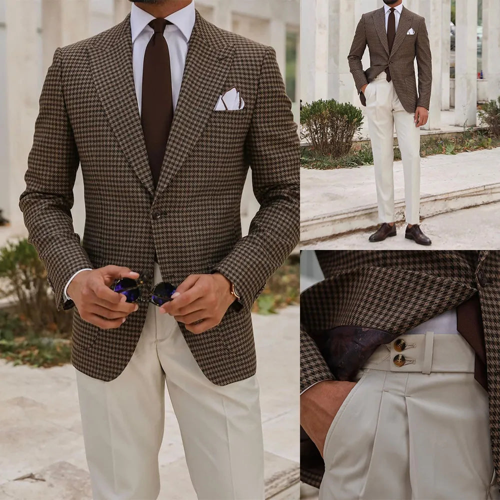 2 Pieces Men Wedding Suits Blazer Pants Peaked Lapel Groom Wedding Tuxedos Formal Custom Made
