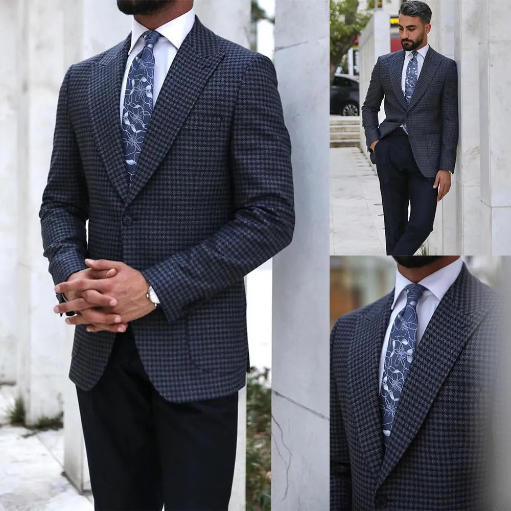 2 Pieces Men Wedding Suits Blazer Pants Peaked Lapel Groom Wedding Tuxedos Formal Custom Made
