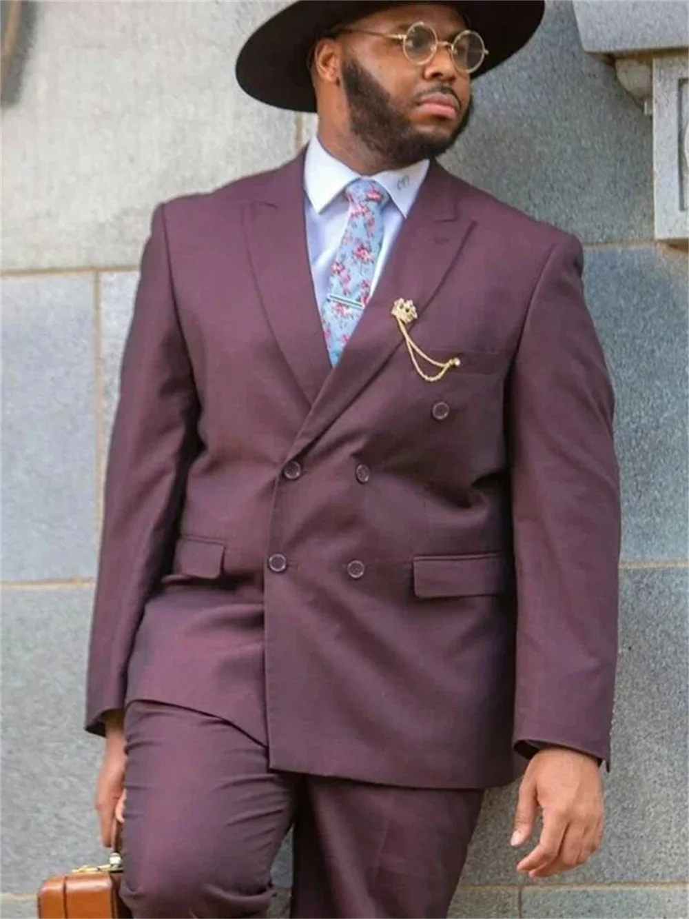 Traje de 2 piezas morado de talla grande para hombre, traje para novio, esmoquin para boda, blazer ajustado para hombre