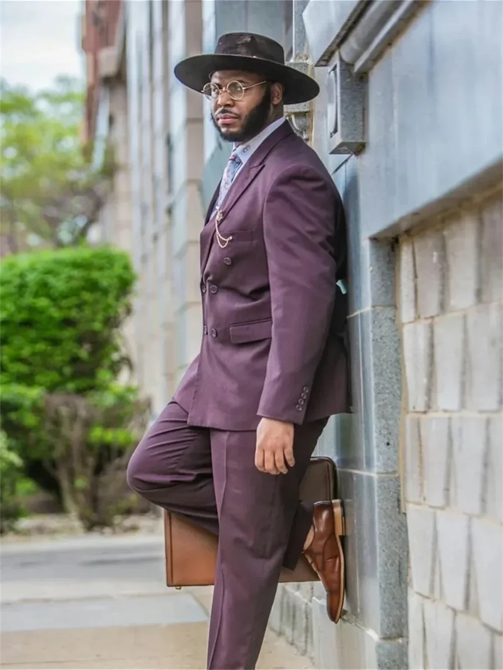 Traje de 2 piezas morado de talla grande para hombre, traje para novio, esmoquin para boda, blazer ajustado para hombre