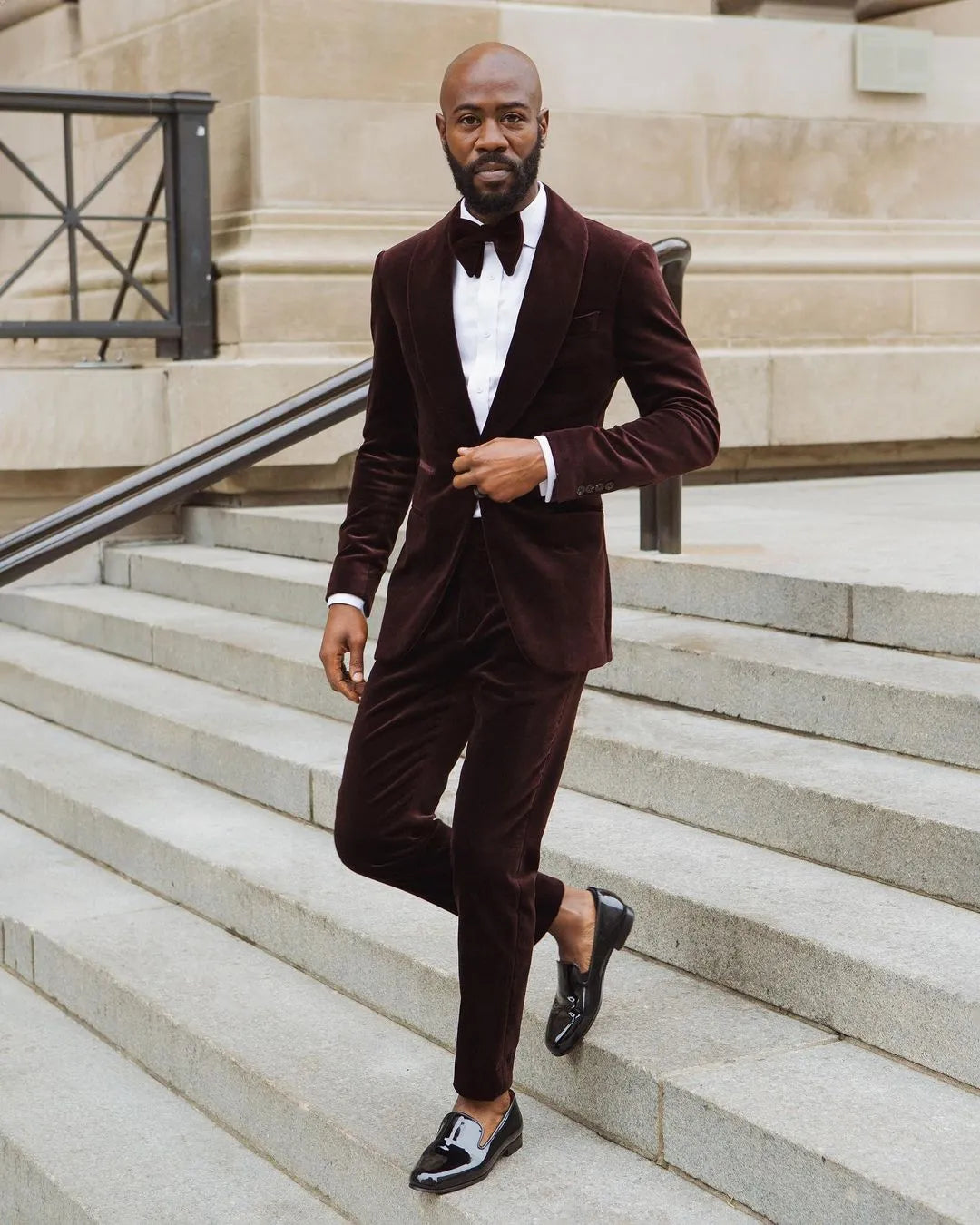 Costume de mariage 2 pièces en velours pour homme, veste et pantalon, sur mesure, décontracté 