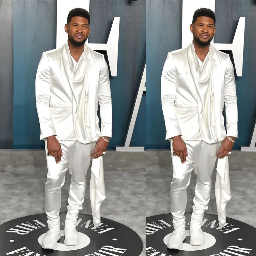 Traje de boda blanco de 2 piezas para hombre, con blazer y pantalones, elegante traje de novio para padrinos de boda. 