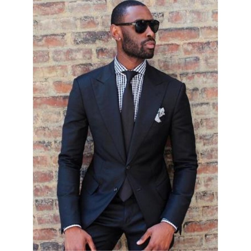 Men's Slim Fit Business Suit Men 2 Pieces Custom Made Suits Groom Best Wedding Suits