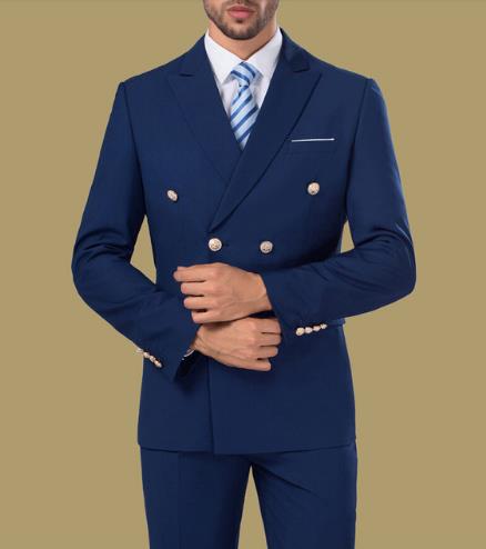 Costumes bleus pour hommes pour costumes de fête de mariage, costumes de smoking minces pour mariés sur mesure, costumes de smoking pour hommes, costume pour hommes de smoking 3 pièces (veste + gilet + pantalon) 