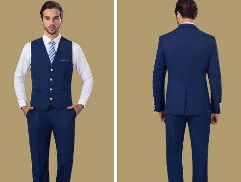 Costumes bleus pour hommes pour costumes de fête de mariage, costumes de smoking minces pour mariés sur mesure, costumes de smoking pour hommes, costume pour hommes de smoking 3 pièces (veste + gilet + pantalon) 