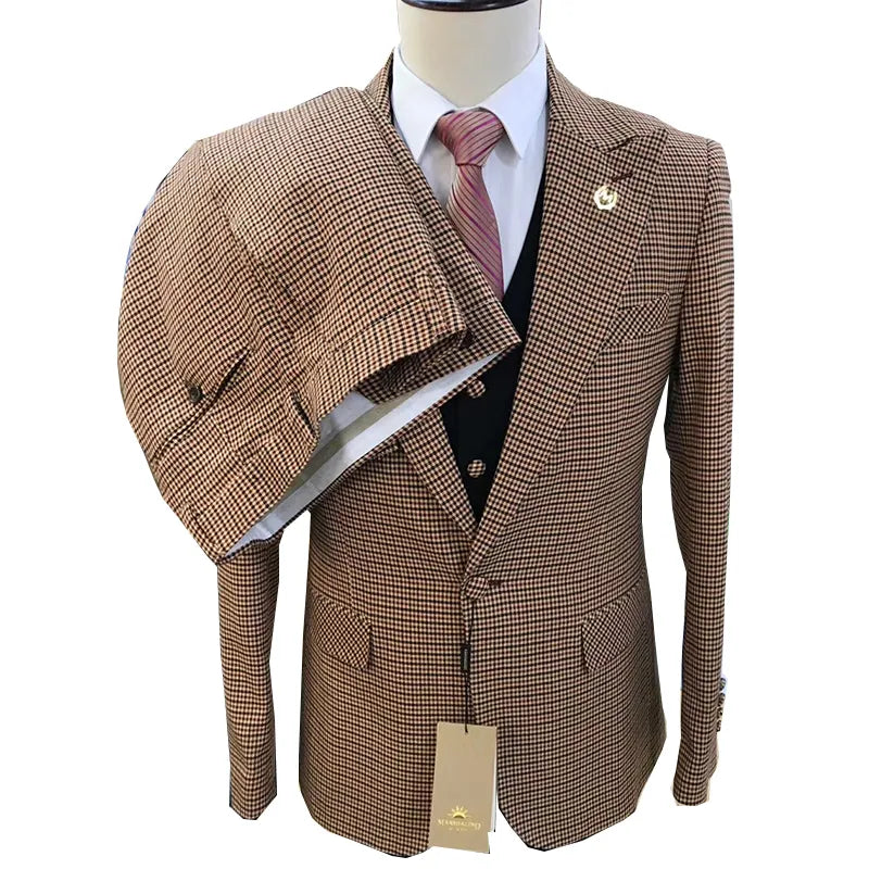 Traje de diseñador de moda para hombre, traje ajustado para graduación, boda, conjunto de 3 piezas, esmoquin informal para novio, blazer para hombre