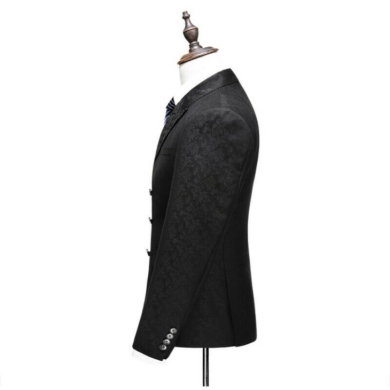Smoking trois pièces grande taille pour homme, costume croisé multi-boutons, décontracté, jacquard, blazer