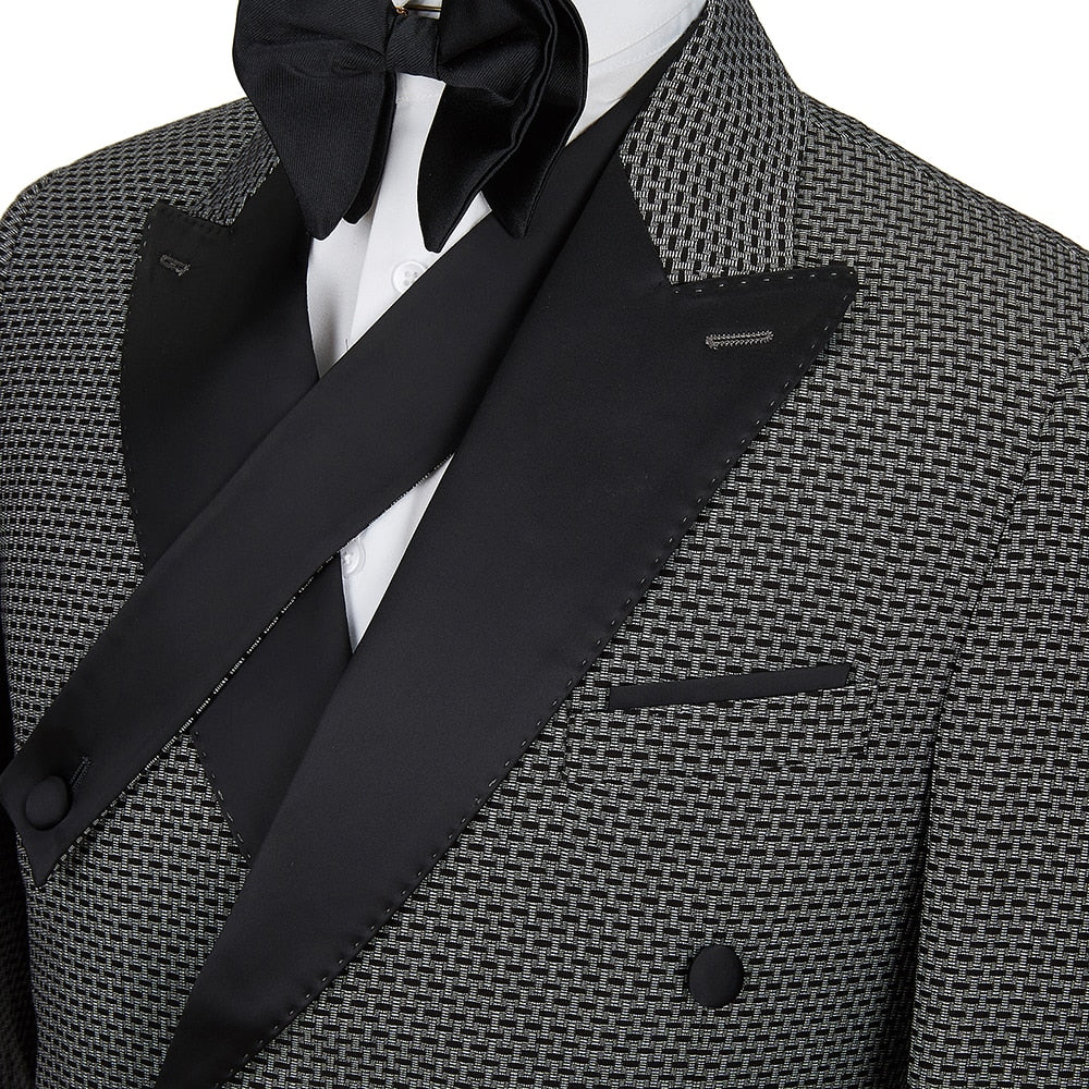 Luxury Personality Casual Double Breasted Men Suits 2 pcs set Slim Fit Wedding Groom Dinner party Tuxedo