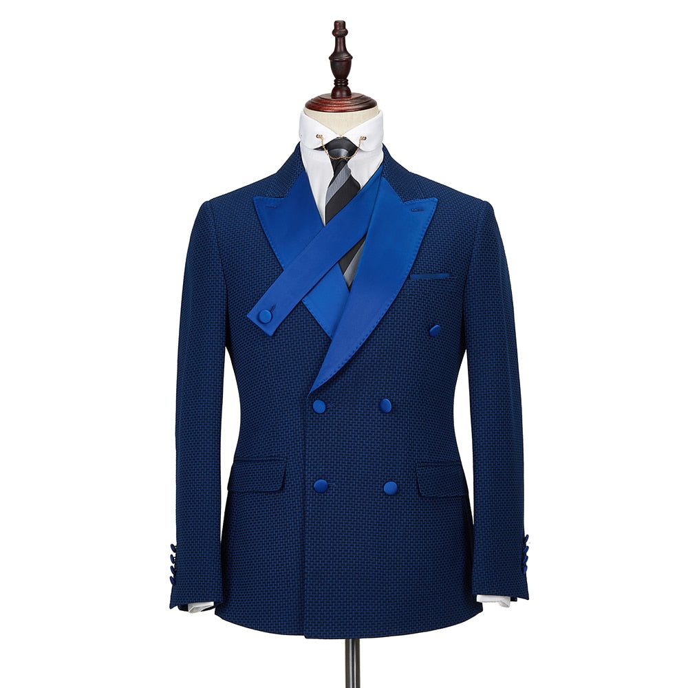 Costume de luxe décontracté à double boutonnage pour homme, ensemble 2 pièces, coupe cintrée, pour mariage, dîner, smoking