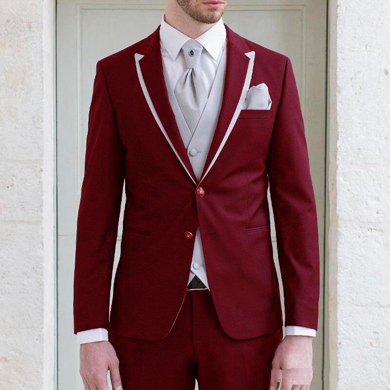 Costume de soirée bleu marine pour homme, smoking sur mesure, costume trois pièces (veste, pantalon et gilet) 