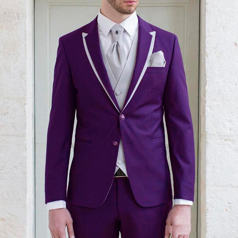 Costume de soirée bleu marine pour homme, smoking sur mesure, costume trois pièces (veste, pantalon et gilet) 