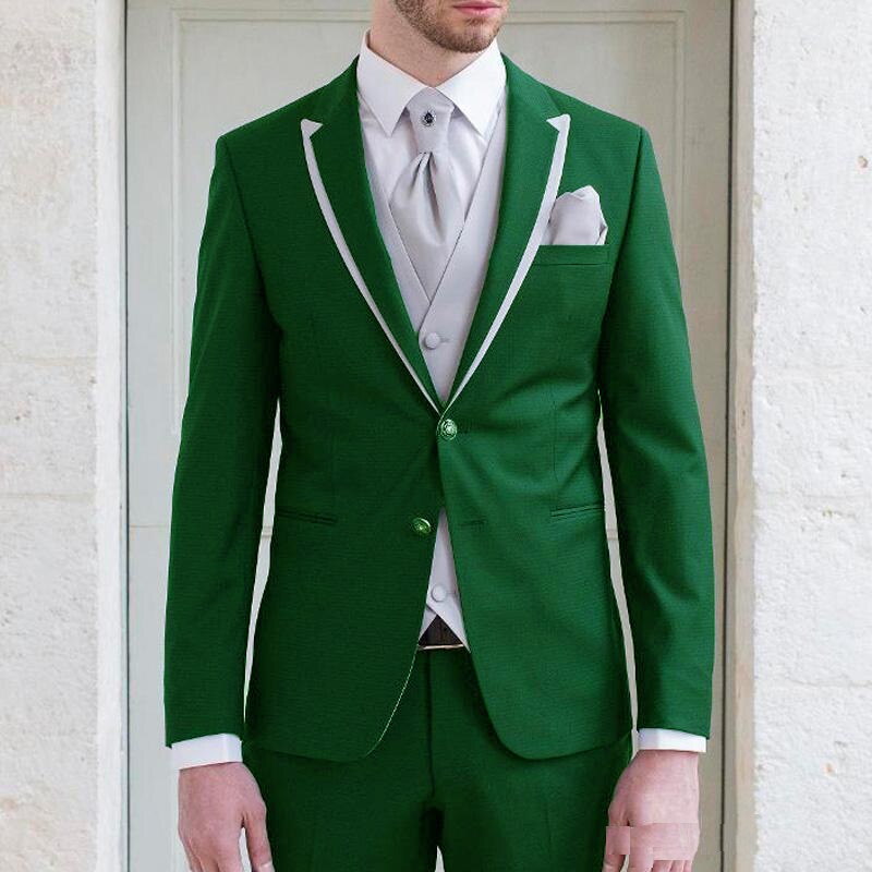Costume de soirée bleu marine pour homme, smoking sur mesure, costume trois pièces (veste, pantalon et gilet) 