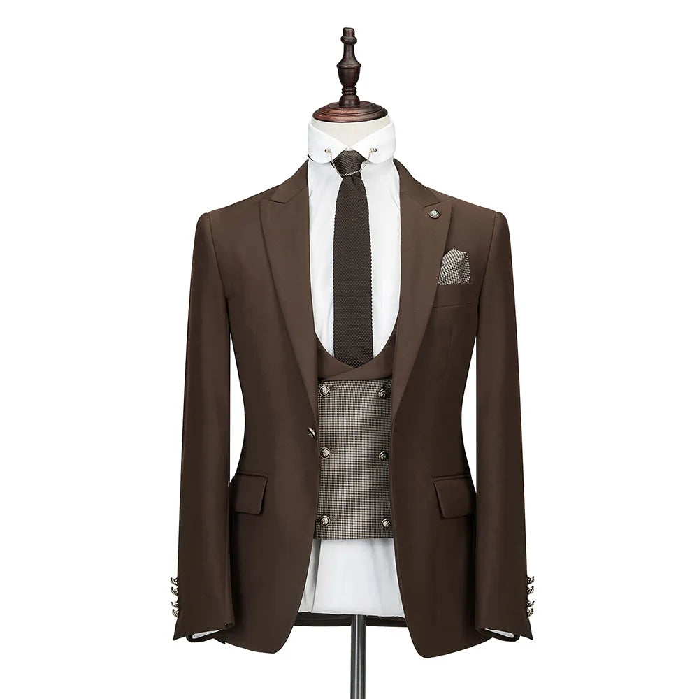 Costume classique pour homme, 3 pièces, col châle, coupe slim, smoking, bal, mariage (blazer, pantalon, gilet) 