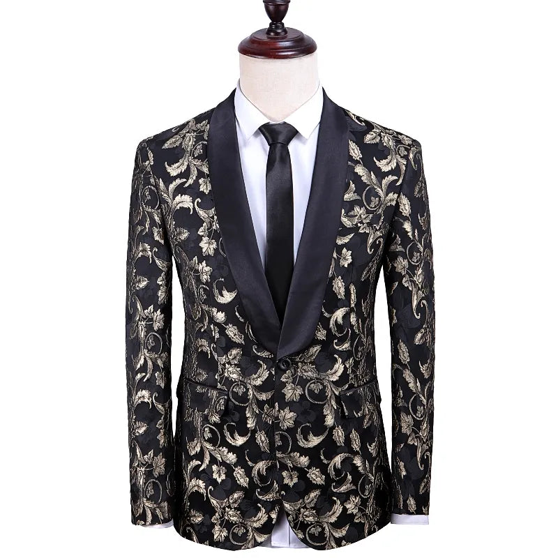 Traje ajustado con estampado de flores para hombre, conjunto de 2 piezas, esmoquin informal para novio, vestido de boda, traje de graduación para hombre 