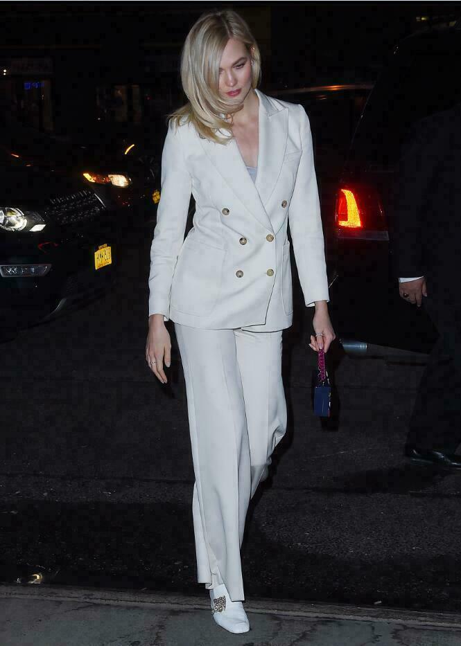 Ensemble pantalon blanc pour femme, coupe slim, croisé, tenue de bureau, soirée, smoking (veste + pantalon) 
