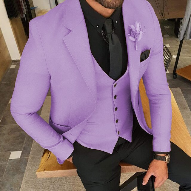 Traje de negocios para hombre, esmoquin para novio, corte entallado, para fiesta de graduación, chaqueta, pantalón y chaleco, 3 piezas 